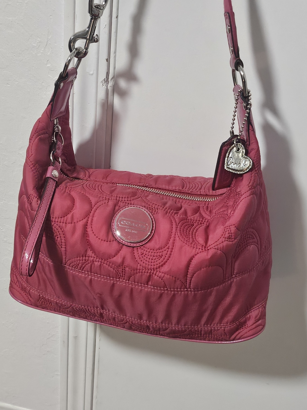 Coach Pink Quilted Shoulder Bag